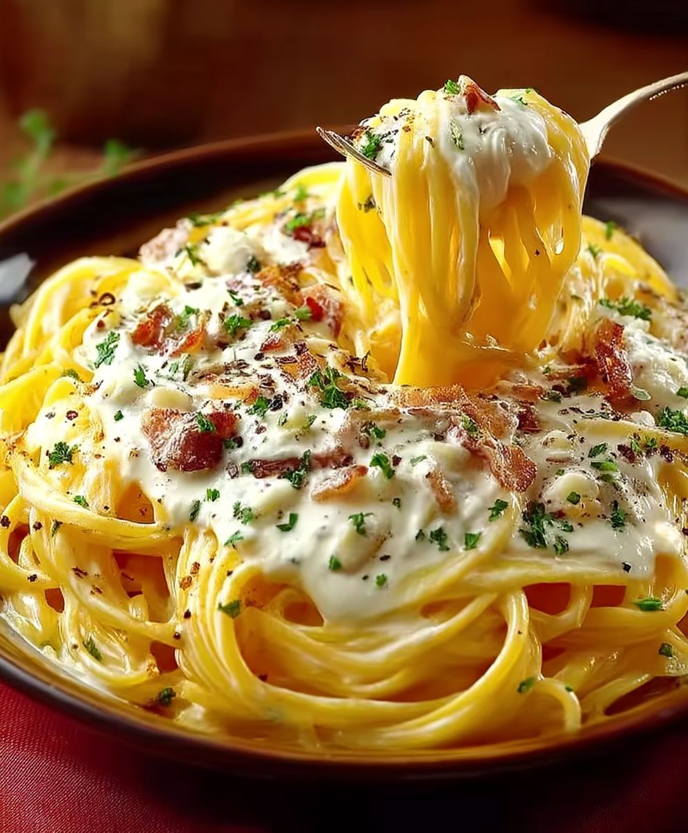 Spaghetti crémeux trois fromages