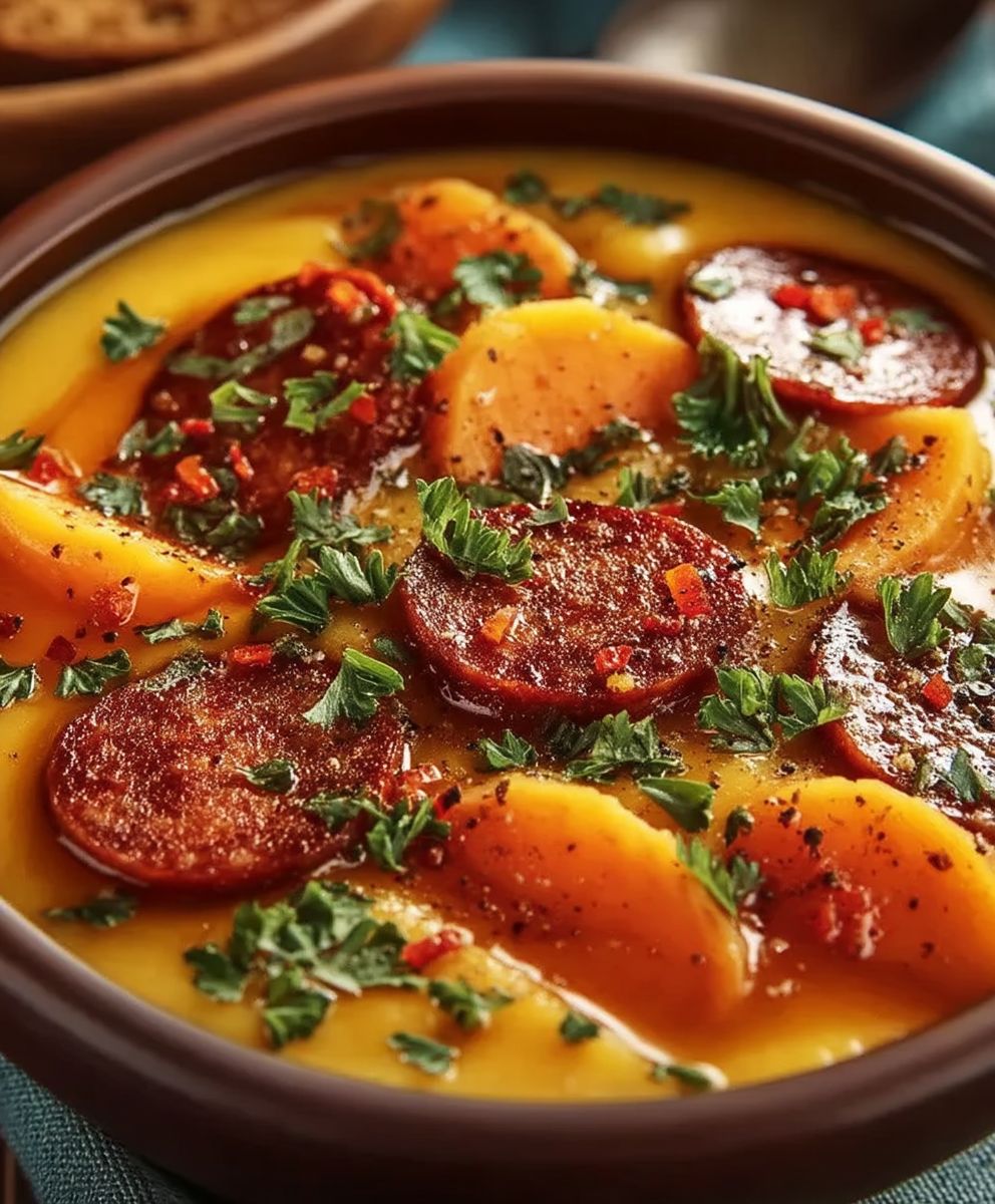 Soupe patate douce chorizo