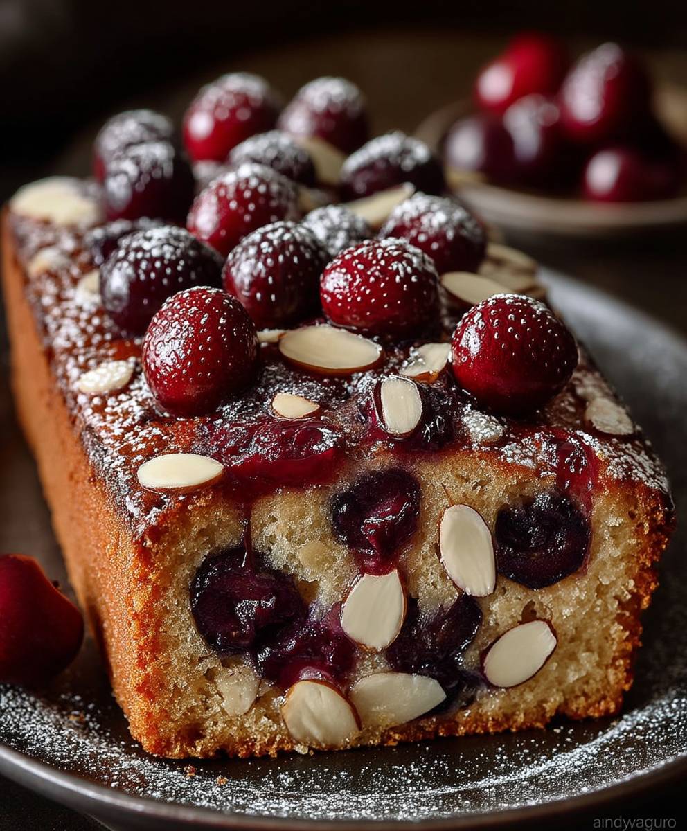 Gateau cerises amandes printanier