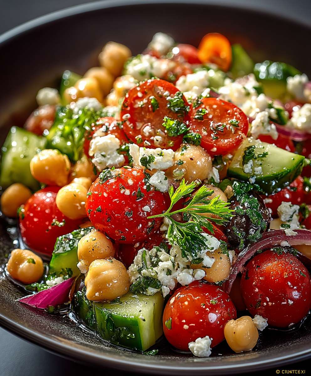 Salade pois chiches façon grecque