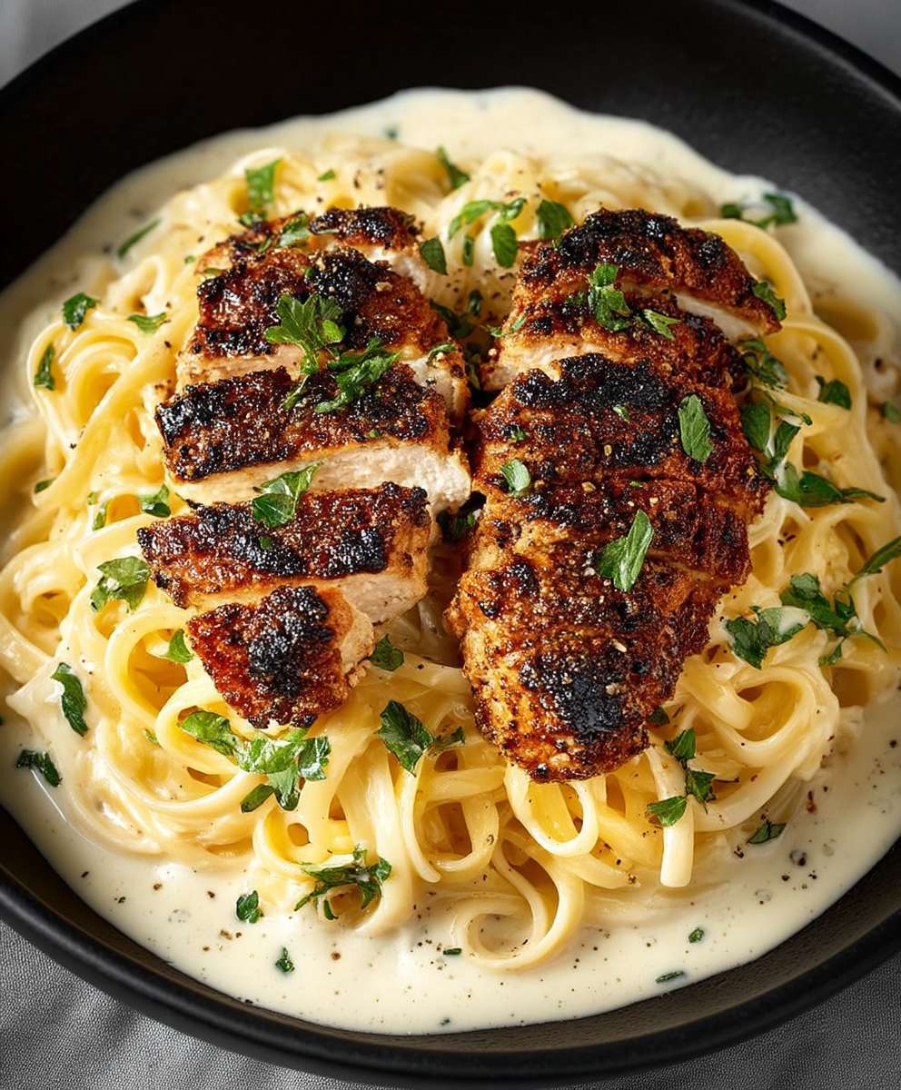 Poulet grillé pâtes Alfredo