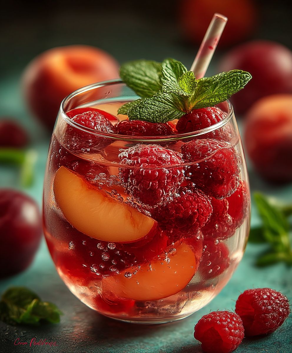 Sangria rosée fruits rouges menthe