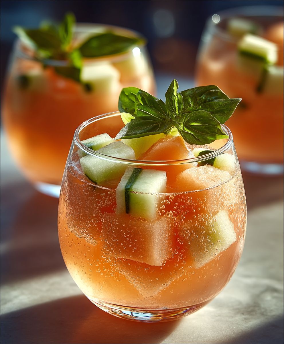 Cocktail rosé melon abricot basilic