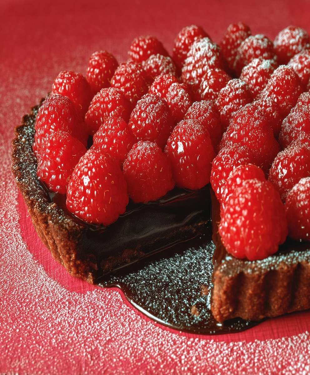 Tarte ganache framboises