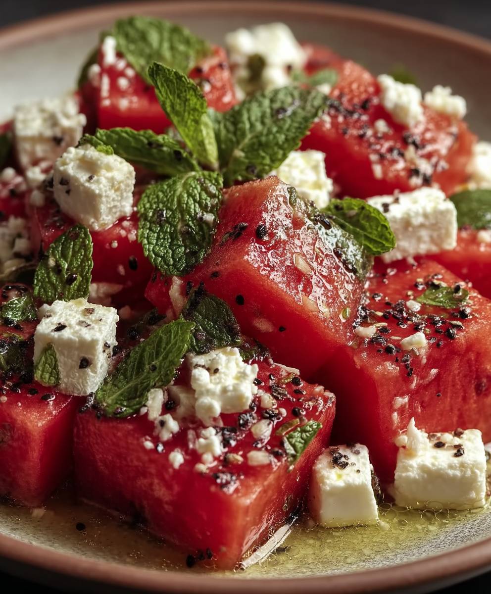 Salade pastèque feta menthe