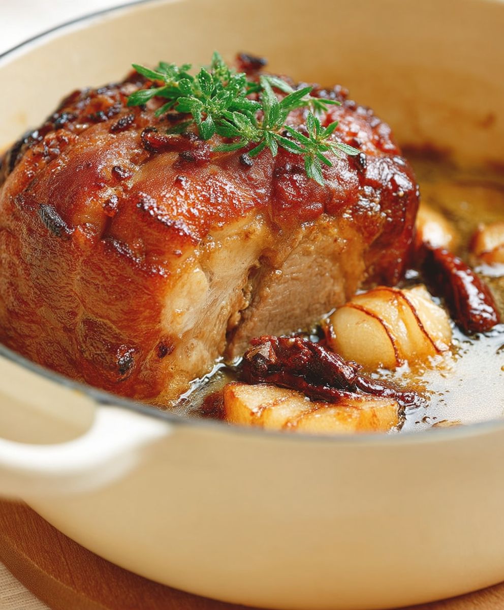 Braisé de porc boudin pommes