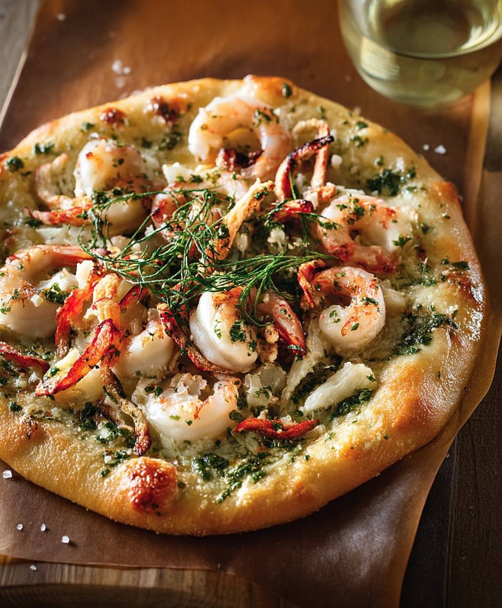 Pizza fruits de mer herbes fraiches
