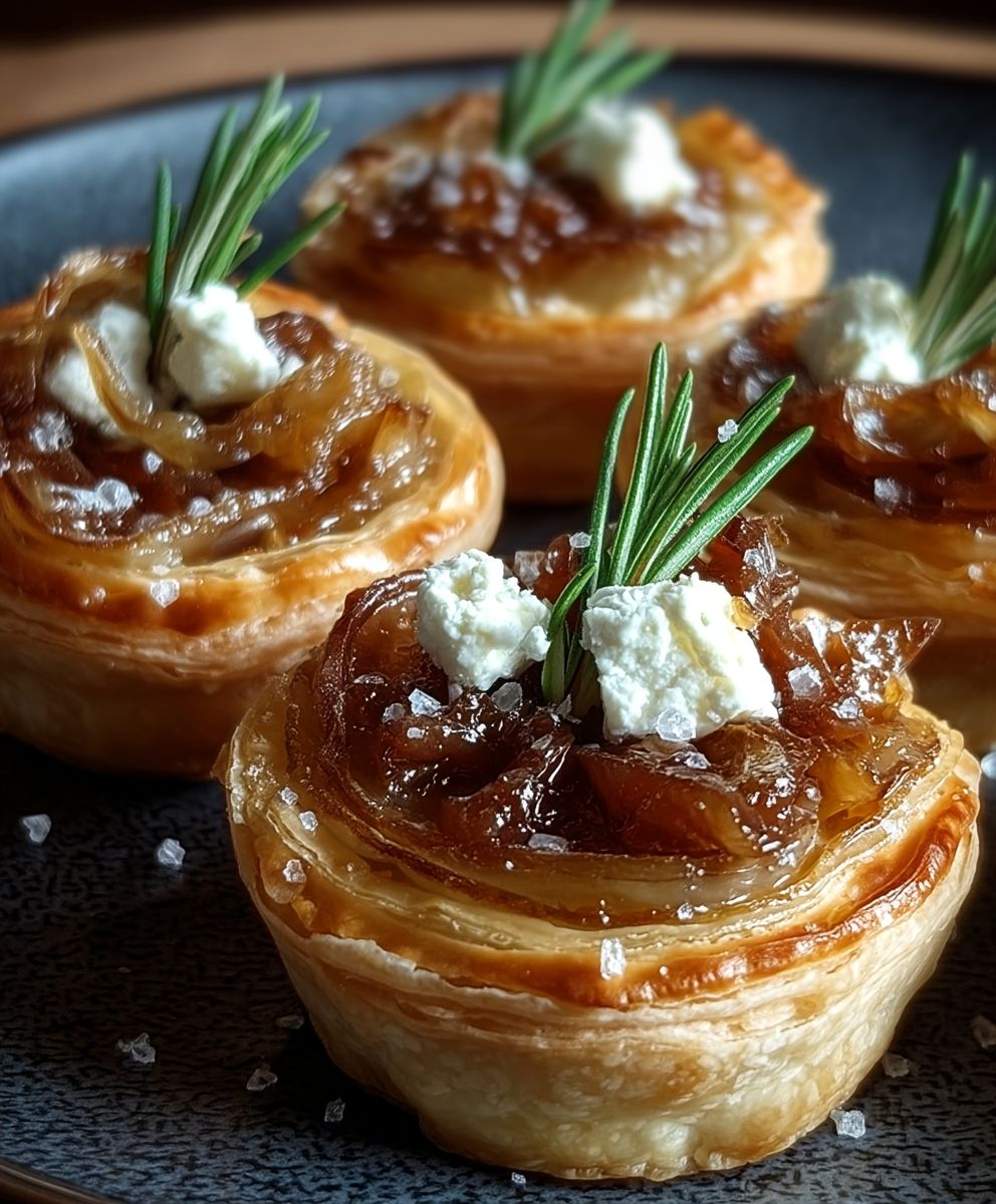 Bouchées oignons confits chèvre