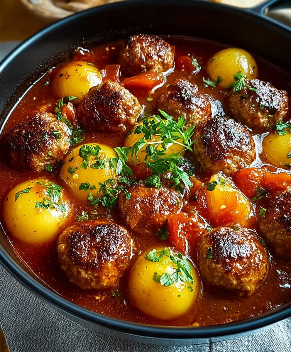 Ragout pommes de terre boulettes hachée
