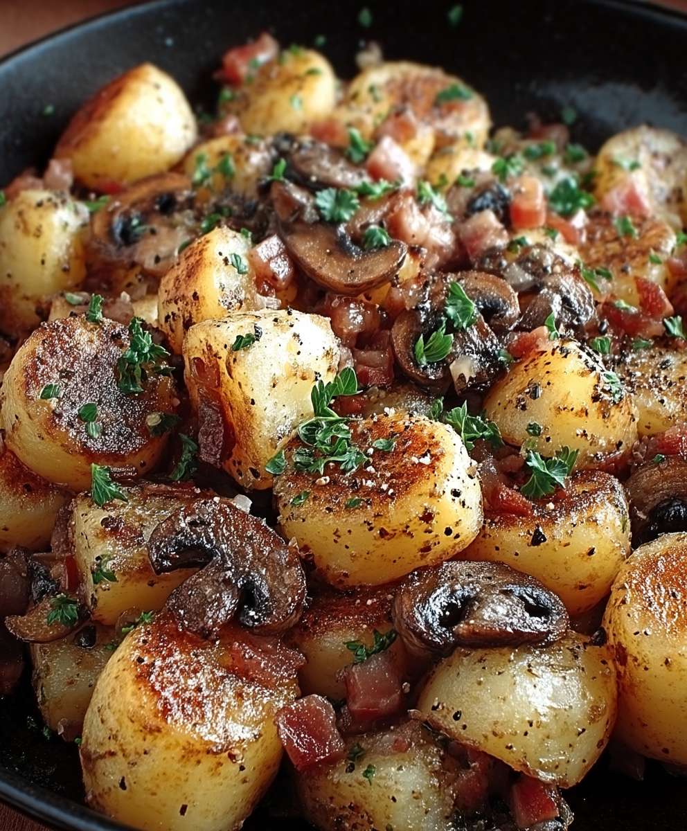 Poêlée campagnarde pommes de terre champignons