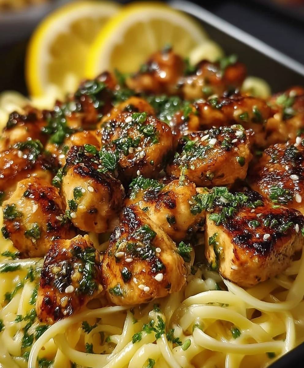 Poulet beurre ail linguine citron