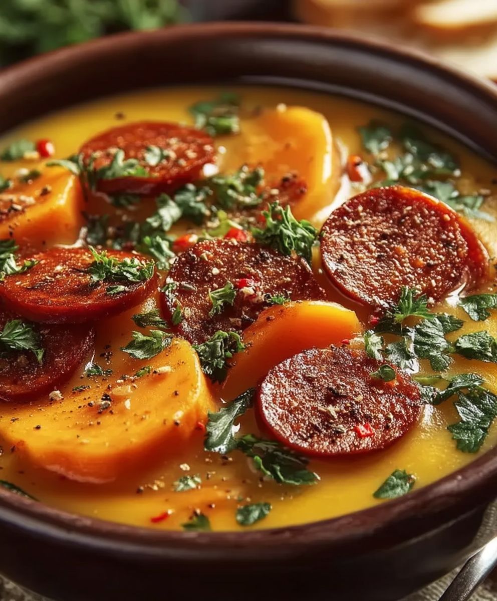 Soupe patate douce chorizo