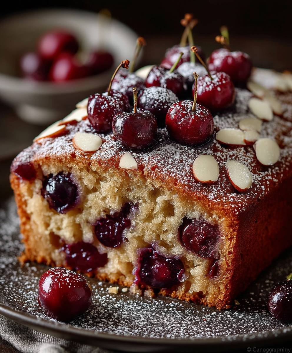 Gateau cerises amandes printanier