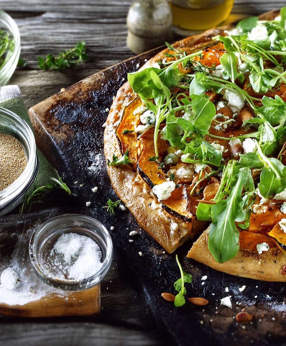 Pizza automne courge chèvre