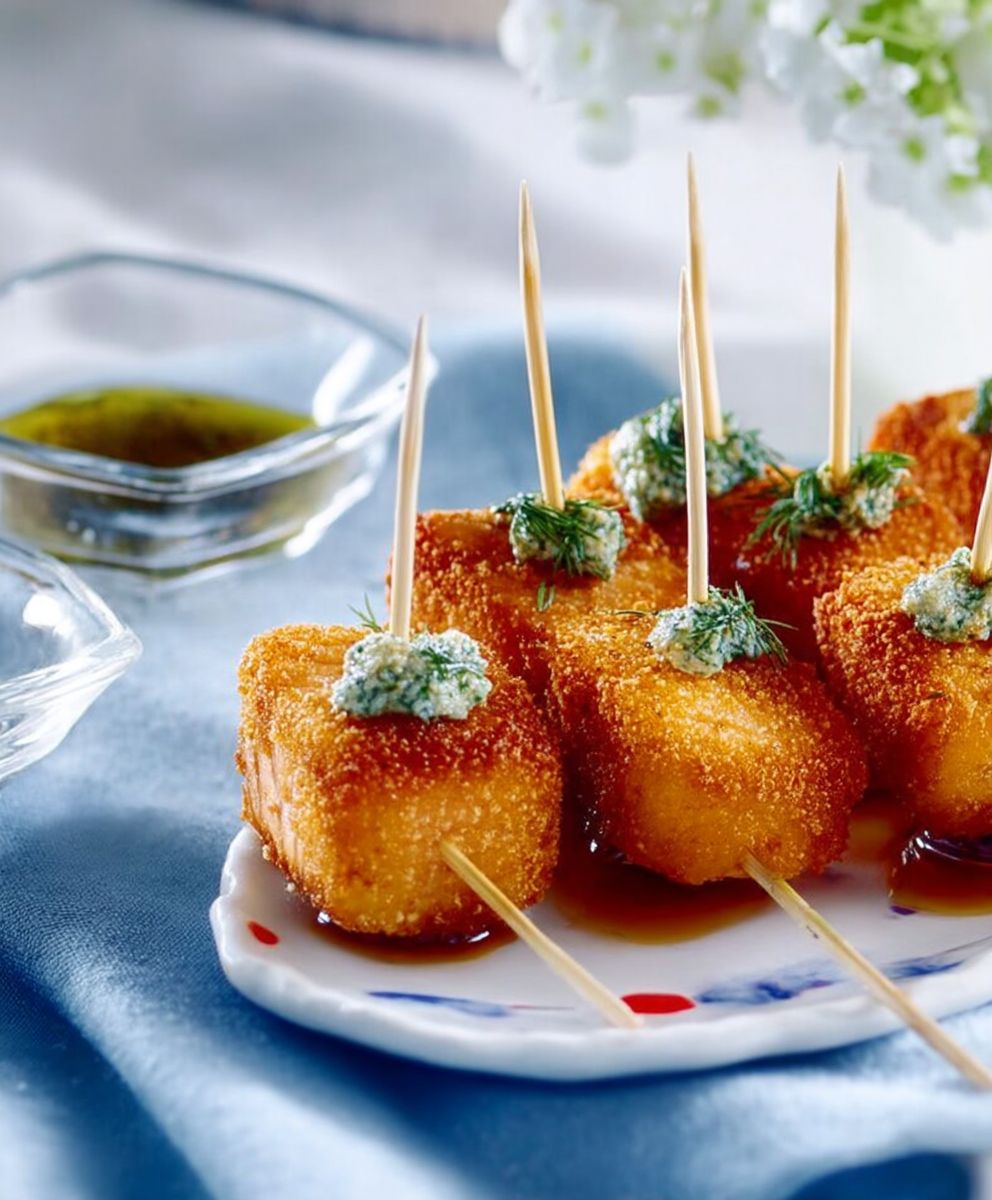 Brochettes saumon croustillant