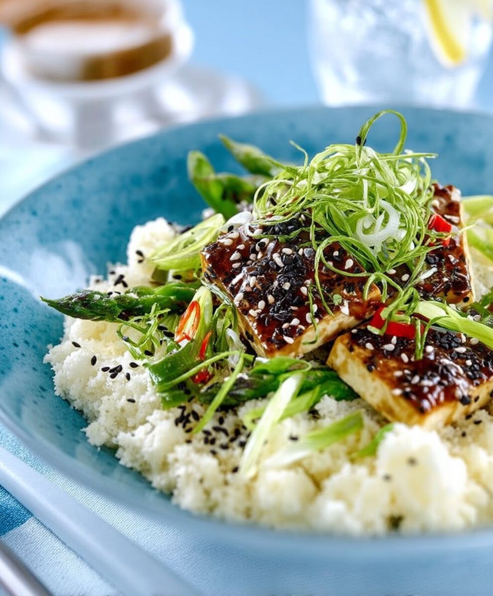 Tofu sésame riz chou fleur
