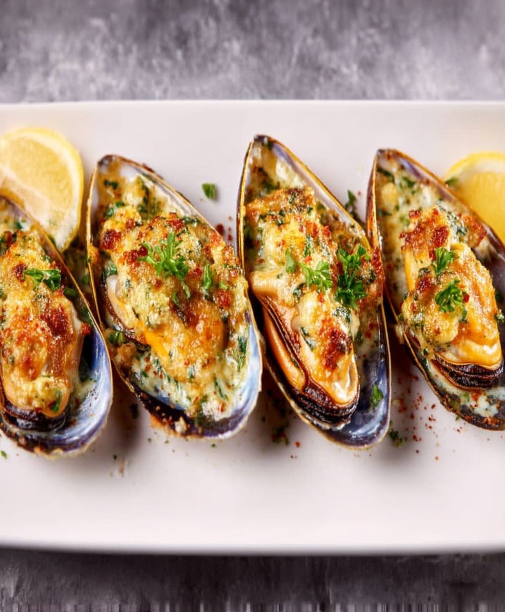 Moules gratinées persillade