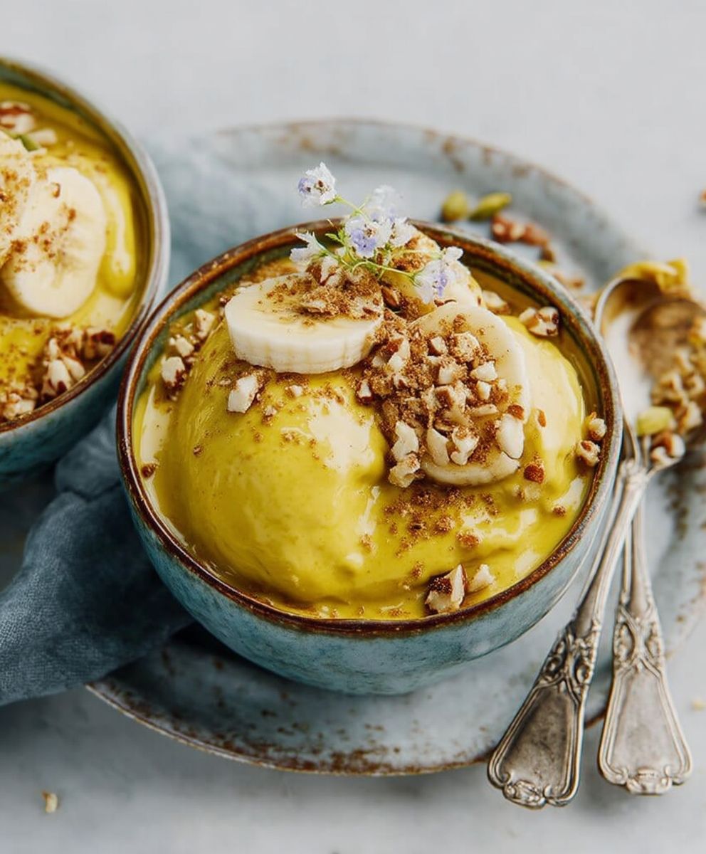 Crème glacée banane curcuma tonka