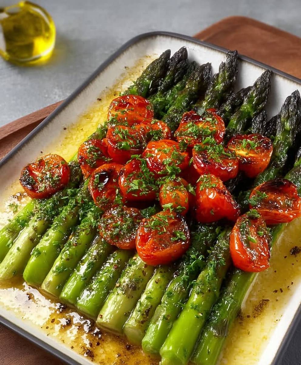 Asperges tomates rôties