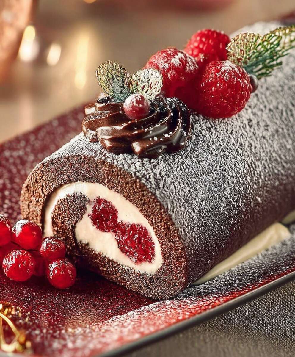 Buche chocolat lait framboises