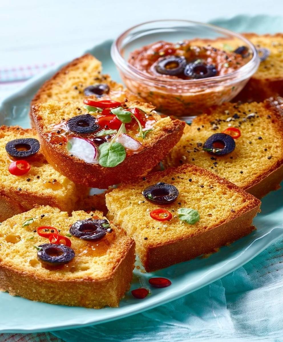 Toasts cake dip poivrons