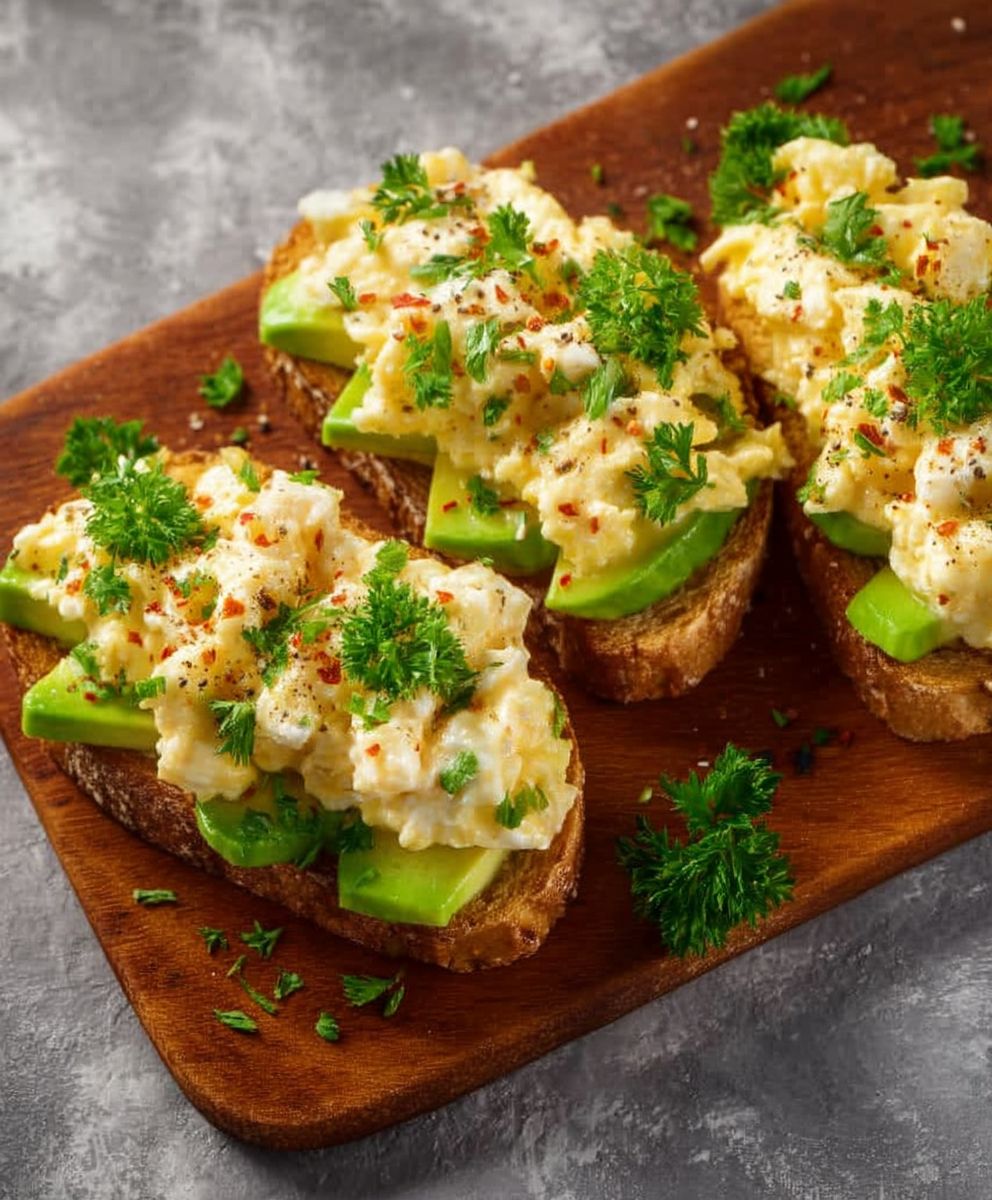 Tartines oeufs brouillés avocat brunch