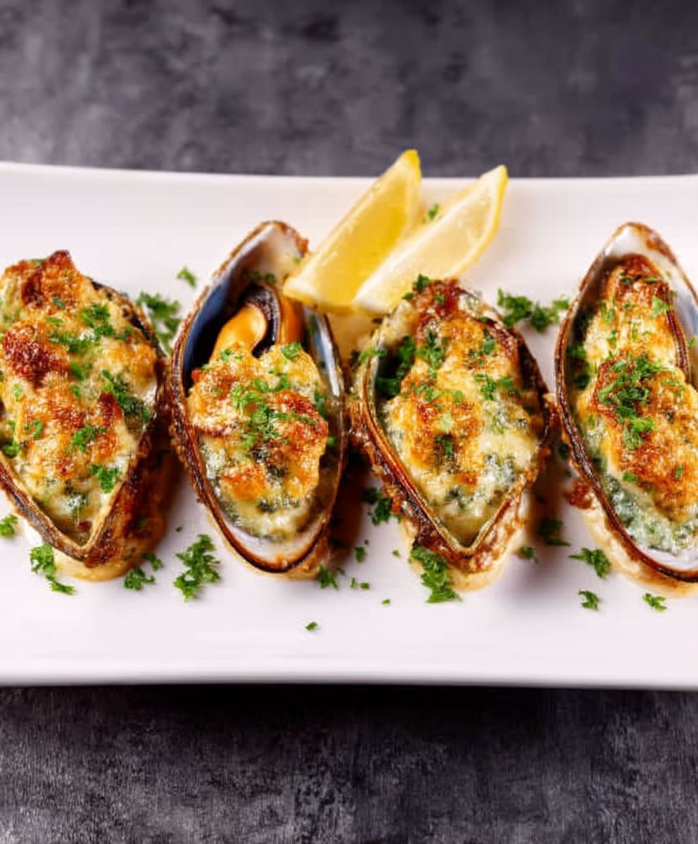 Moules gratinées persillade