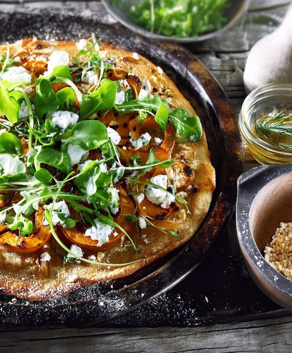 Pizza automne courge chèvre