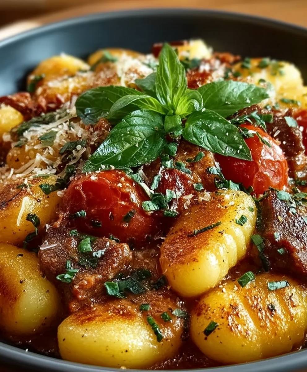 Gnocchi poêle avec viande hachée