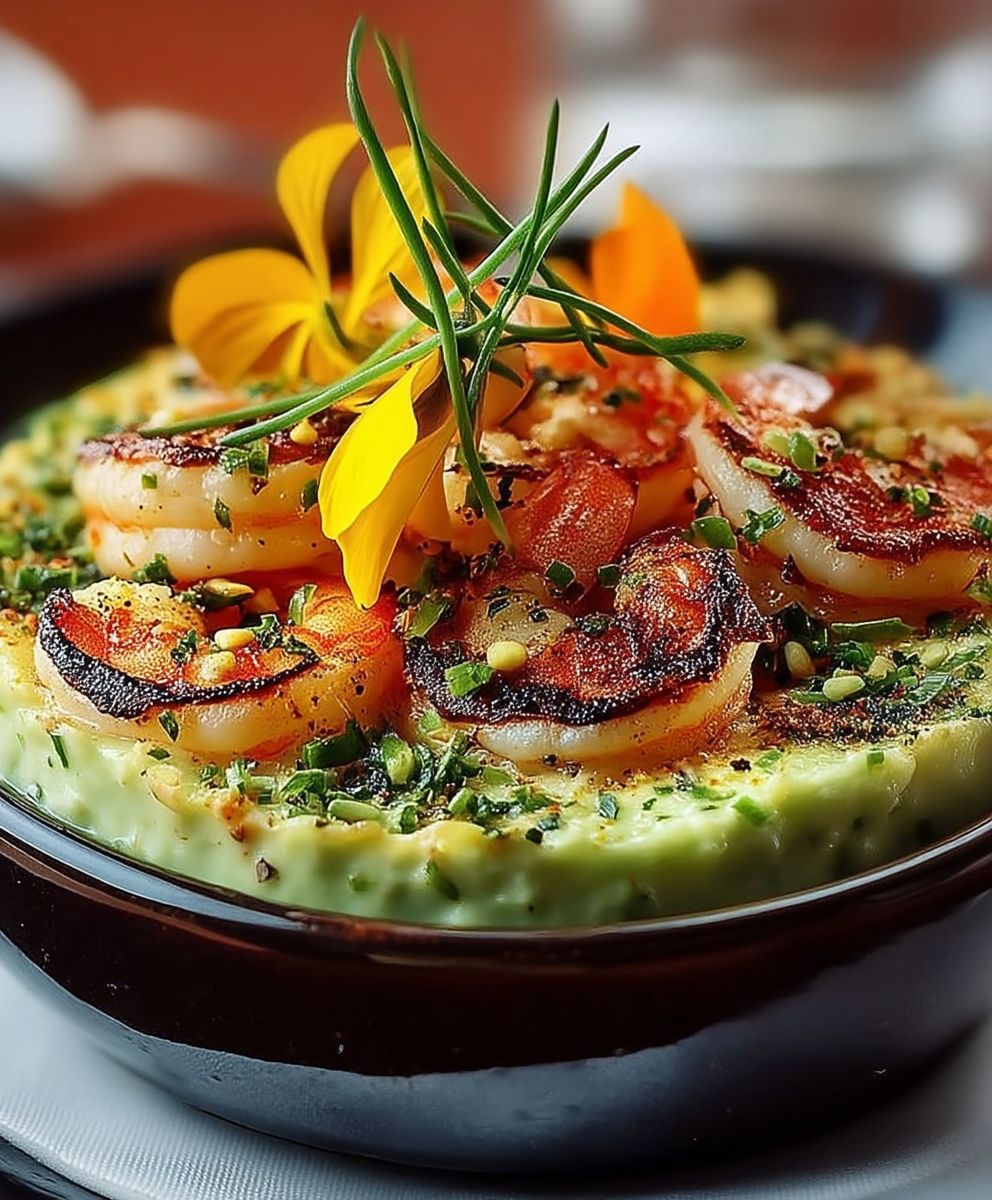 Crevettes avocat crème