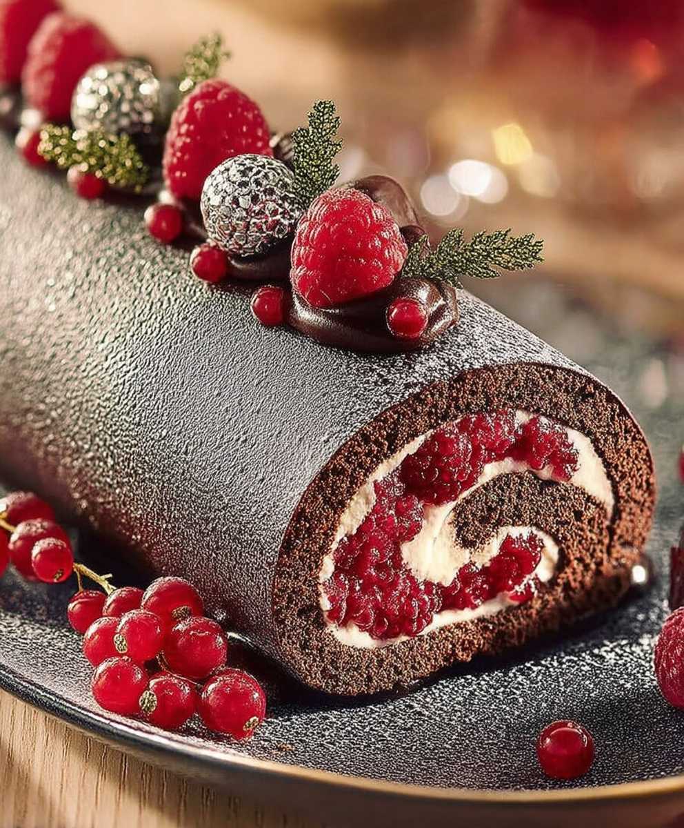 Buche chocolat lait framboises