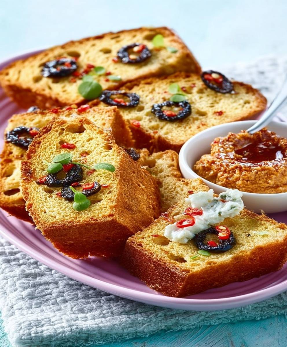 Toasts cake dip poivrons