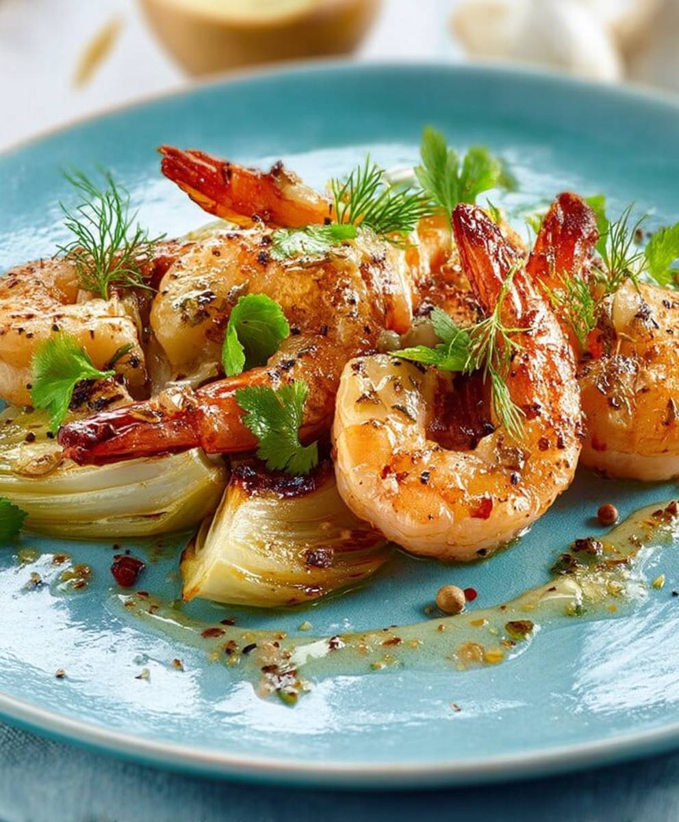 Crevettes au fenouil