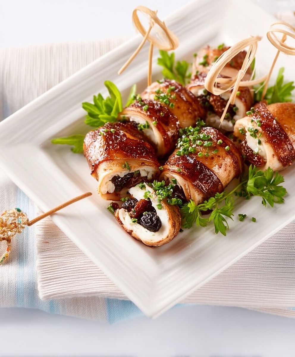 Lapin pruneaux bouchées roulées