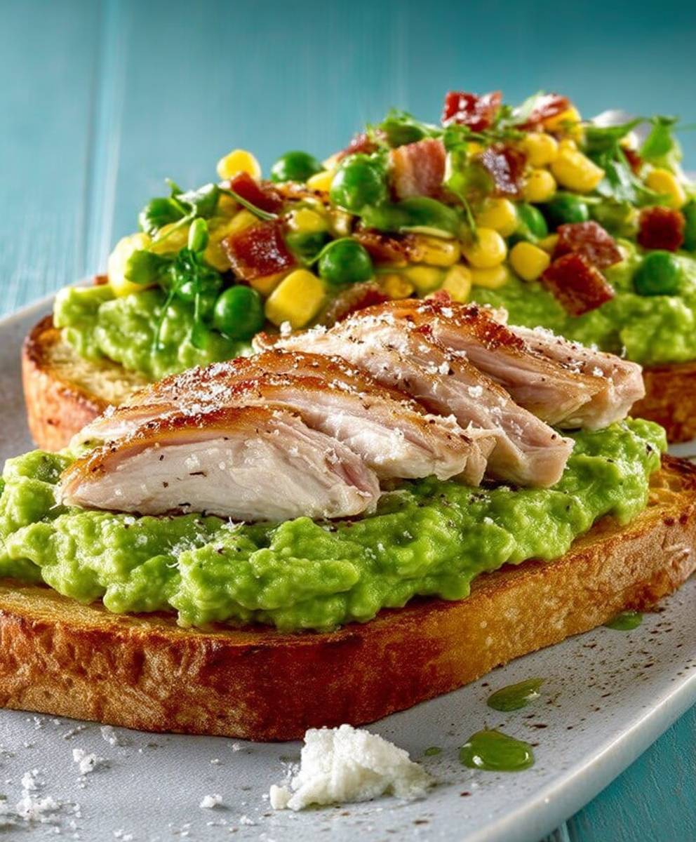Tartine guacamole petits pois