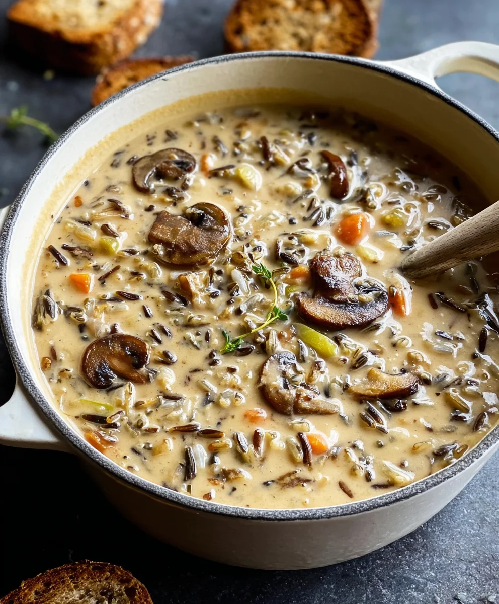 Soupe crémeuse réconfortante riz sauvage & champignons