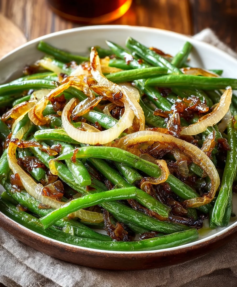 Haricots Verts Rôtis aux Oignons Caramélisés Délicieux