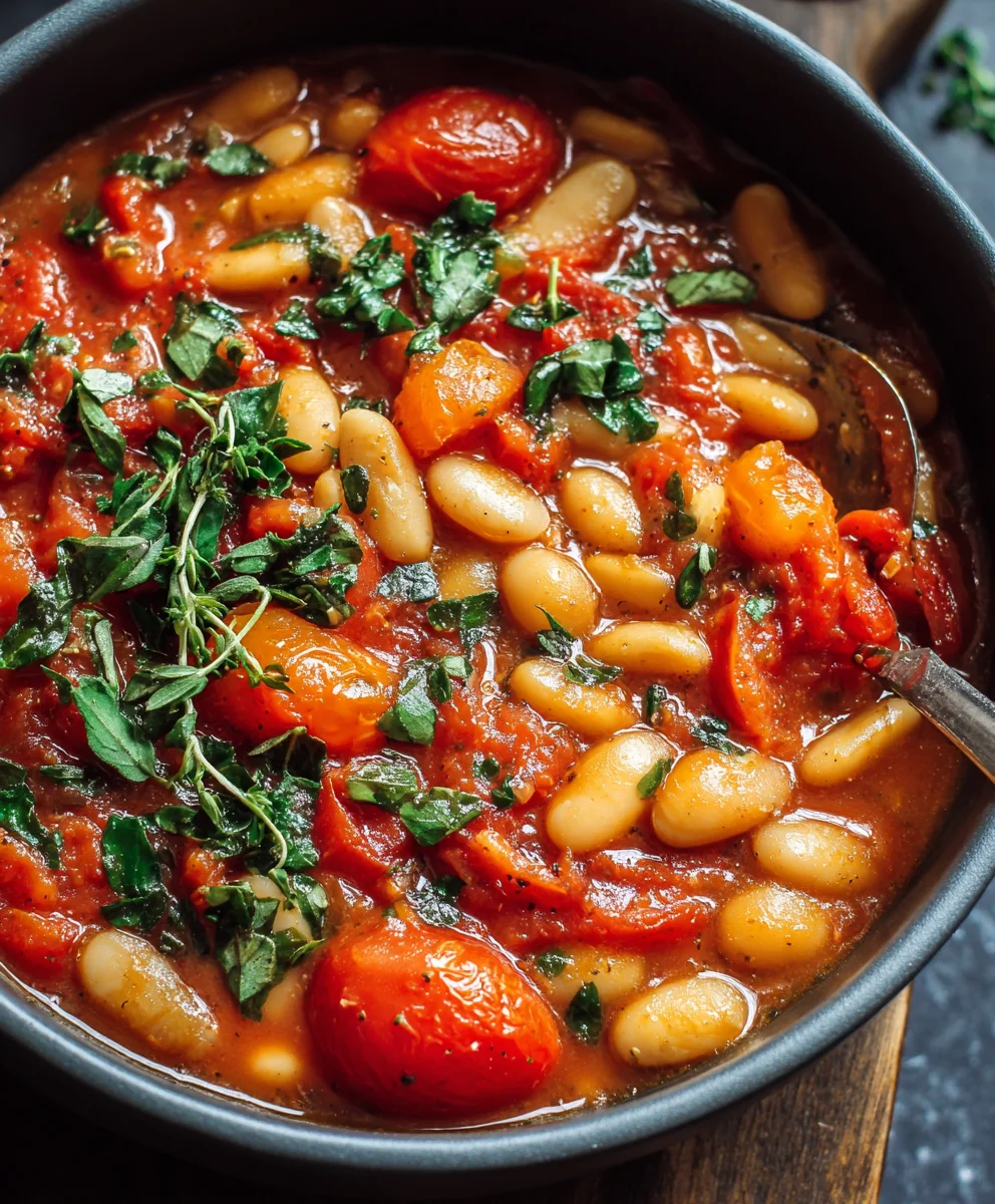 Ragout Crémeux Tomates & Haricots Blancs – Plat Végétarien Gourmand