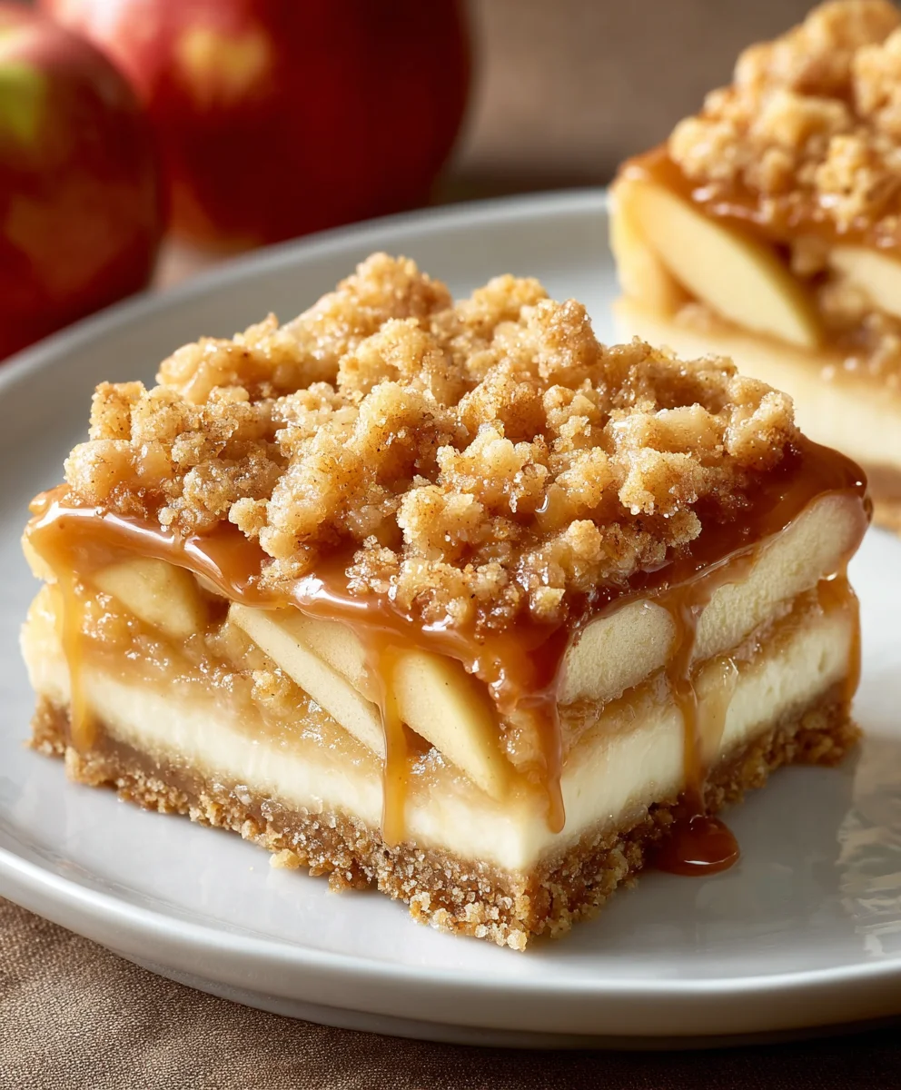 Recette de Barres Cheesecake Pomme Caramel Gourmandes