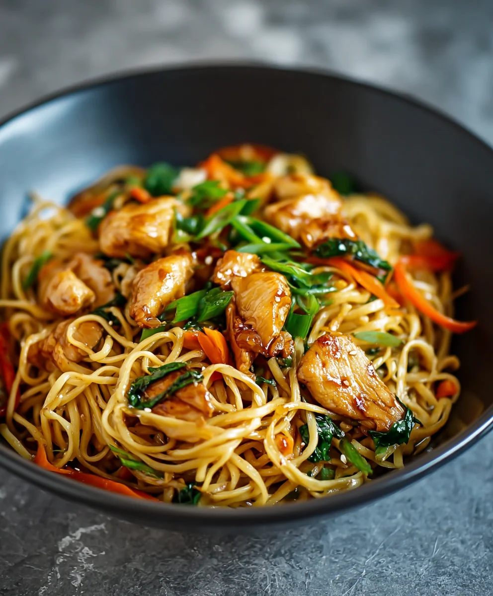 Nouilles Sautées Poulet Caramélisé Facile & Rapide