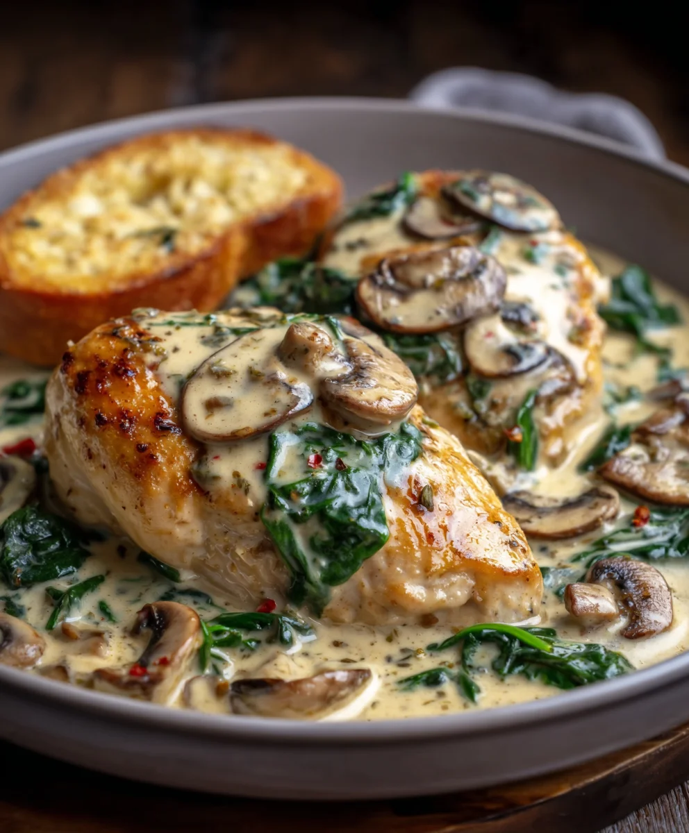 Poulet Toscane Crémeux Épinards Cbeef hampignons Recette