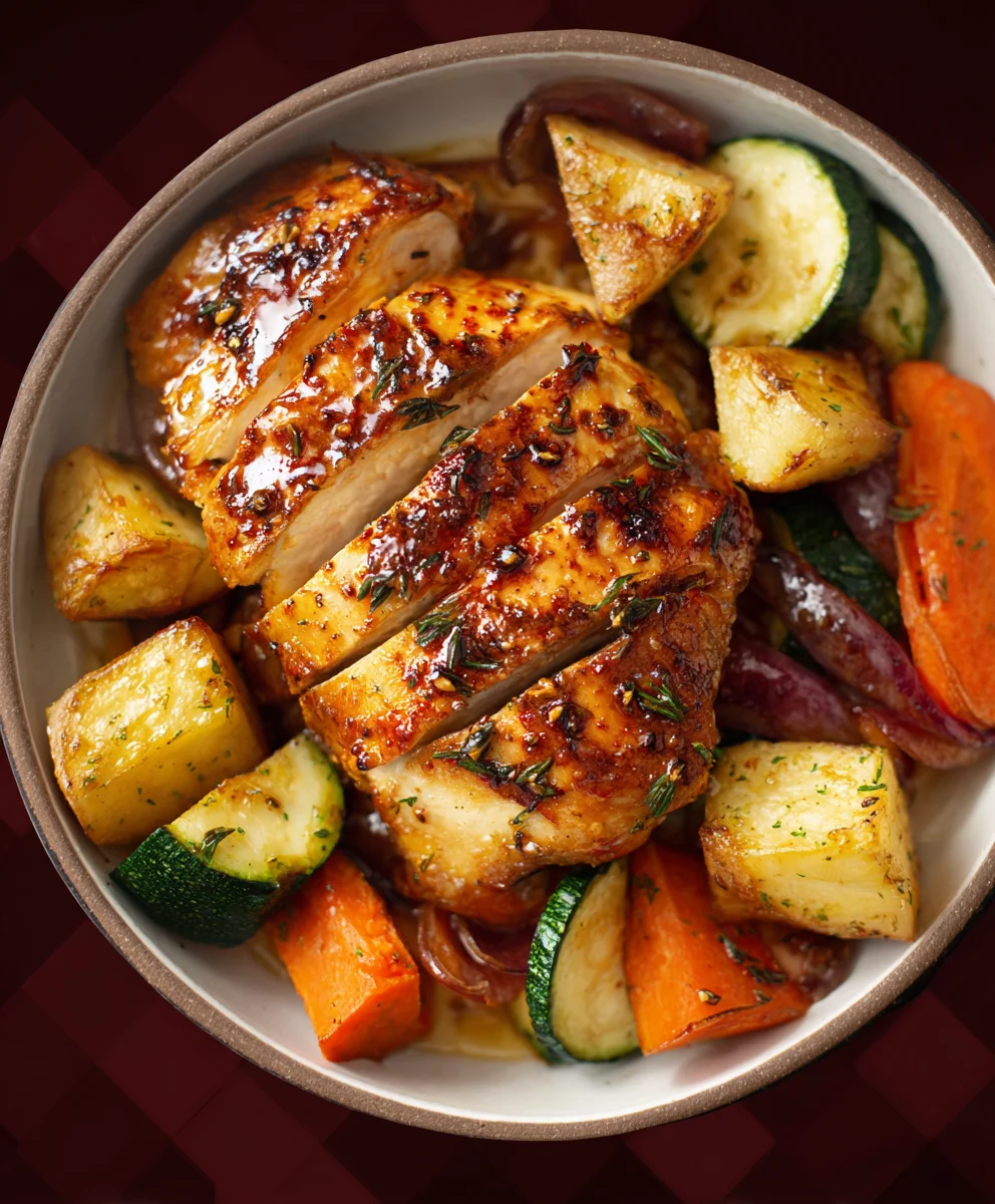 Poulet Miel Moutarde & Légumes Rôtis Facile