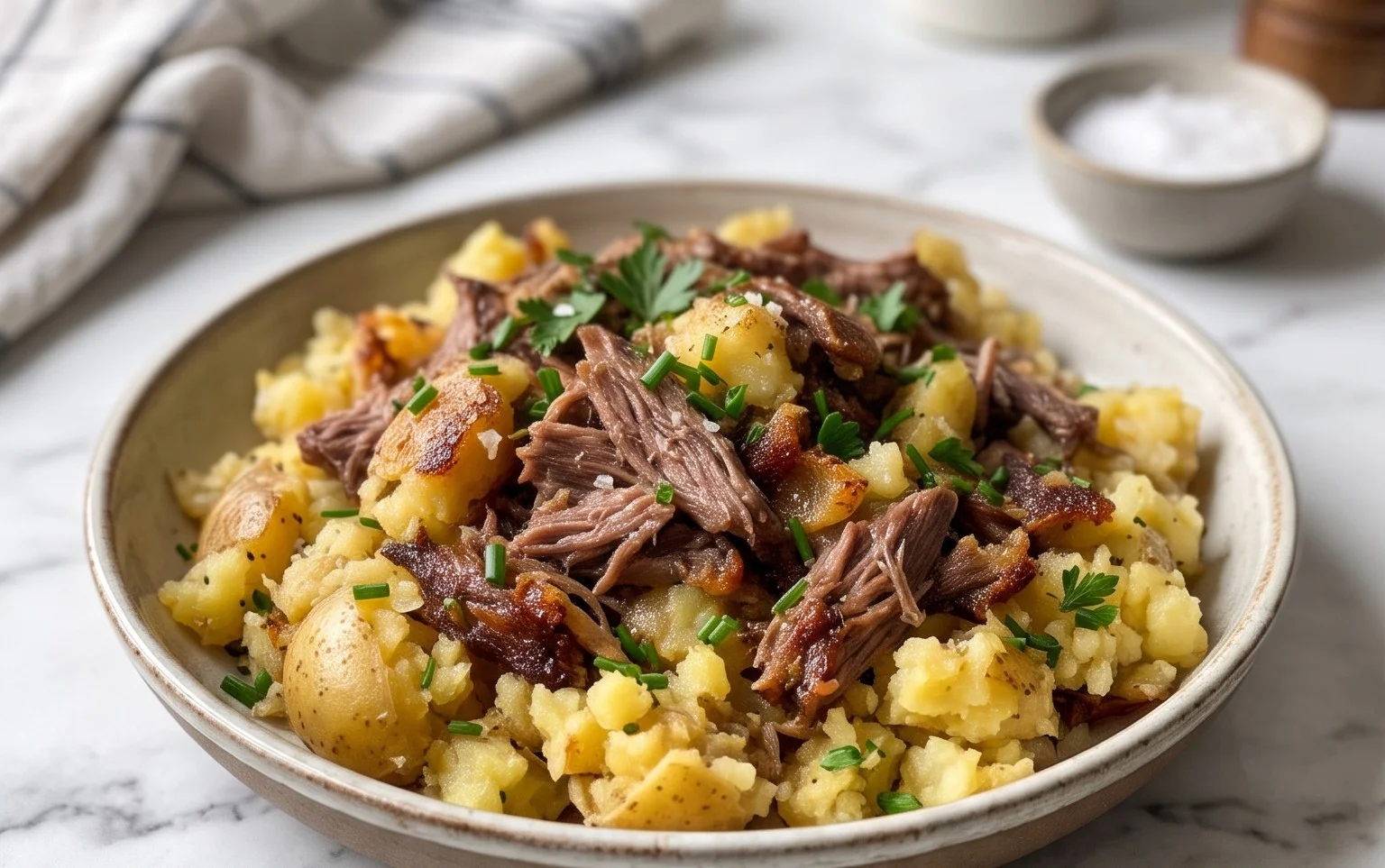 Ecrasée de pommes de terre au confit de canard